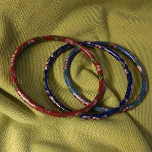 AUTH VINTAGE 3 CLOISONNE BANGLE BRACELETS